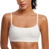 imageCRZ YOGA Womens Butterluxe Adjustable Spaghetti Strap Sports Bra  Scoop Neck Wireless Padded Yoga Workout Crop TopMilky White Bone