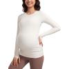 imageCRZ YOGA Womens Butterluxe Long Sleeve Maternity Tops Crewneck Pregnancy Basic Shirts Soft Athletic Yoga Casual Tee ShirtMilky White Bone
