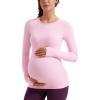 imageCRZ YOGA Womens Butterluxe Long Sleeve Maternity Tops Crewneck Pregnancy Basic Shirts Soft Athletic Yoga Casual Tee ShirtPink Peony
