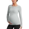 imageCRZ YOGA Womens Butterluxe Long Sleeve Maternity Tops Crewneck Pregnancy Basic Shirts Soft Athletic Yoga Casual Tee ShirtSterling