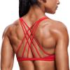 imageCRZ YOGA Womens Strappy Sports Bra  Criss Cross Back Padded Medium Support Wireless Gym Bra Sexy Workout Yoga BraDeep Red