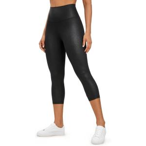 imageCRZ YOGA Butterluxe High Waisted Capris Workout Leggings for Women 21  Lounge Leggings Buttery Soft Yoga PantsFaux Leather Black