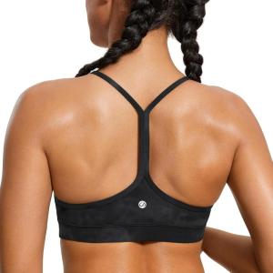 imageCRZ YOGA Butterluxe Womens Y Back Sports Bra  Padded Racerback Low Impact Spaghetti Thin Strap Workout Yoga BraBlack Tie Dye Flowers