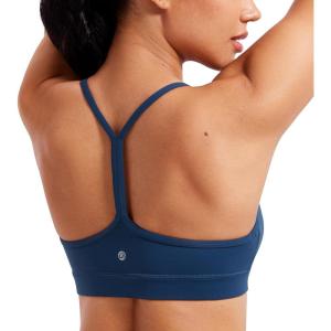 imageCRZ YOGA Butterluxe Womens Y Back Sports Bra  Padded Racerback Low Impact Spaghetti Thin Strap Workout Yoga TopFrench Navy