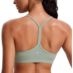 imageCRZ YOGA Butterluxe Womens Y Back Sports Bra  Padded Racerback Low Impact Spaghetti Thin Strap Workout Yoga TopGreen Palm Court