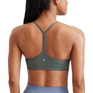 imageCRZ YOGA Butterluxe Womens Y Back Sports Bra  Padded Racerback Low Impact Spaghetti Thin Strap Workout Yoga TopGrey Sage