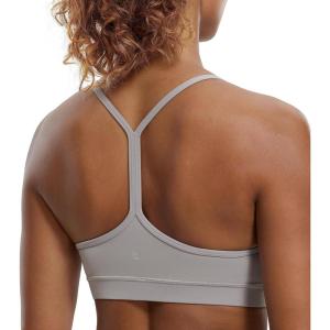 imageCRZ YOGA Butterluxe Womens Y Back Sports Bra  Padded Racerback Low Impact Spaghetti Thin Strap Workout Yoga TopGull Gray