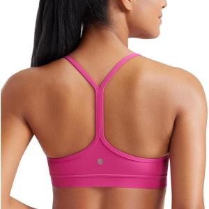 imageCRZ YOGA Butterluxe Womens Y Back Sports Bra  Padded Racerback Low Impact Spaghetti Thin Strap Workout Yoga TopHibiscus Purple