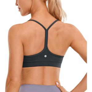 imageCRZ YOGA Butterluxe Womens Y Back Sports Bra  Padded Racerback Low Impact Spaghetti Thin Strap Workout Yoga TopMelanite