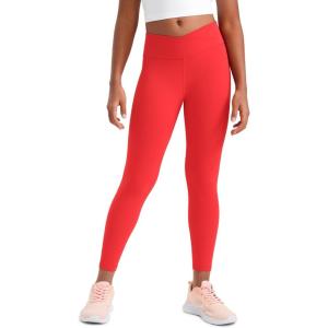 imageCRZ YOGA Girls Butterluxe Crossover Athletic Leggings  High Waist V Cross Kids Lounge Pants Yoga Active Dance Running TightsDeep Red