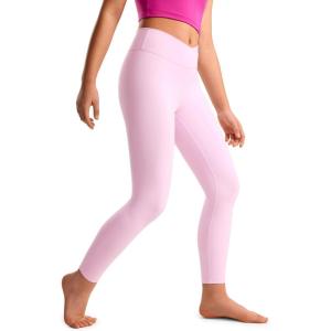imageCRZ YOGA Girls Butterluxe Crossover Athletic Leggings  High Waist V Cross Kids Lounge Pants Yoga Active Dance Running TightsVita Pink