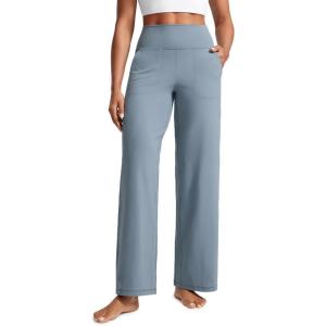 imageCRZ YOGA Womens Butterlift High Waisted Wide Leg Pants with Pockets 29quot31quot33quot  Yoga Lounge Buttery Soft Comfy CasualBelgian Blue