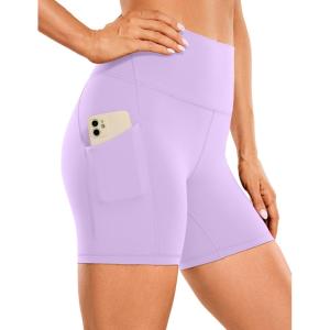 imageCRZ YOGA Womens Butterluxe Biker Shorts with Pockets 5 Inches  High Waisted Volleyball Workout Athletic Yoga Short LeggingsElfin Purple