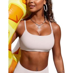 imageCRZ YOGA Womens Scoop Neck Bikini Tops DDD Adjustable Spaghetti Straps Bathing Suit Padded Swimsuit Sports BraMilky White Bone