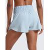 imageCRZ YOGA Athletic Shorts for Women High Waisted Flowy Ruffle Skirt Overlay for Workout Running Tennis with Zip PocketBlue Linen