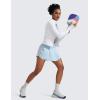 imageCRZ YOGA Athletic Shorts for Women High Waisted Flowy Ruffle Skirt Overlay for Workout Running Tennis with Zip PocketBlue Linen