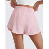 imageCRZ YOGA Athletic Shorts for Women High Waisted Flowy Ruffle Skirt Overlay for Workout Running Tennis with Zip PocketStrawberry Pink