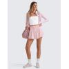imageCRZ YOGA Athletic Shorts for Women High Waisted Flowy Ruffle Skirt Overlay for Workout Running Tennis with Zip PocketStrawberry Pink