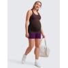 imageCRZ YOGA Butterluxe Womens Racerback Maternity Tank Tops Ruched Sleeveless Pregnancy Yoga Tee with Built in Bra Workout ShirtHot Fudge Brown