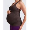 imageCRZ YOGA Butterluxe Womens Racerback Maternity Tank Tops Ruched Sleeveless Pregnancy Yoga Tee with Built in Bra Workout ShirtHot Fudge Brown