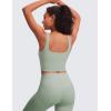 imageCRZ YOGA Butterluxe Womens Square Neck Longline Sports Bra  Workout Crop Tank Tops Padded Yoga Camisole with Built in PadsGreen Palm Court