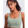 imageCRZ YOGA Butterluxe Womens U Back Sports Bra  Scoop Neck Padded Low Impact Yoga Clothes Workout Crop Top with Built in PadsGreen Palm Court