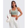 imageCRZ YOGA Butterluxe Womens U Back Sports Bra  Scoop Neck Padded Low Impact Yoga Clothes Workout Crop Top with Built in PadsGreen Palm Court