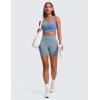 imageCRZ YOGA Butterluxe Womens U Back Sports Bra  Scoop Neck Padded Low Impact Yoga Clothes Workout Crop Top with Built in PadsOasis Blue