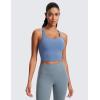 imageCRZ YOGA Butterluxe Womens YBack Racerback Longline Sports Bra  Padded Scoop Neck Workout Crop Tank Top with Built in PadsOasis Blue