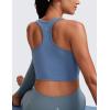 imageCRZ YOGA Butterluxe Womens YBack Racerback Longline Sports Bra  Padded Scoop Neck Workout Crop Tank Top with Built in PadsOasis Blue