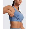 imageCRZ YOGA Butterluxe Womens YBack Racerback Longline Sports Bra  Padded Scoop Neck Workout Crop Tank Top with Built in PadsOasis Blue