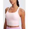 imageCRZ YOGA Butterluxe Womens YBack Racerback Longline Sports Bra  Padded Scoop Neck Workout Crop Tank Top with Built in PadsStrawberry Pink