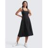 imageCRZ YOGA Cloudweight Double Lined Square Neck Midi Dresses for Women Casual Summer Sleeveless Outfits with Side PocketsBlack