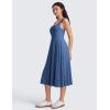 imageCRZ YOGA Cloudweight Double Lined Square Neck Midi Dresses for Women Casual Summer Sleeveless Outfits with Side PocketsPitch Blue