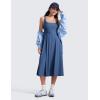 imageCRZ YOGA Cloudweight Double Lined Square Neck Midi Dresses for Women Casual Summer Sleeveless Outfits with Side PocketsPitch Blue