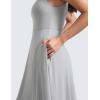 imageCRZ YOGA Cloudweight Double Lined Square Neck Midi Dresses for Women Casual Summer Sleeveless Outfits with Side PocketsSilver Gray