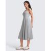 imageCRZ YOGA Cloudweight Double Lined Square Neck Midi Dresses for Women Casual Summer Sleeveless Outfits with Side PocketsSilver Gray