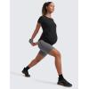 imageCRZ YOGA Cloudweight Maternity Shirts for Women Pregnancy Short Sleeve Side Ruched Tops Soft Workout Casual Athletic TShirtBlack