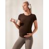 imageCRZ YOGA Cloudweight Maternity Shirts for Women Pregnancy Short Sleeve Side Ruched Tops Soft Workout Casual Athletic TShirtCoffee Brown