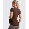 imageCRZ YOGA Cloudweight Maternity Shirts for Women Pregnancy Short Sleeve Side Ruched Tops Soft Workout Casual Athletic TShirtCoffee Brown