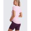 imageCRZ YOGA Cloudweight Maternity Shirts for Women Pregnancy Short Sleeve Side Ruched Tops Soft Workout Casual Athletic TShirtPink Peony