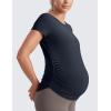 imageCRZ YOGA Cloudweight Maternity Shirts for Women Pregnancy Short Sleeve Side Ruched Tops Soft Workout Casual Athletic TShirtTrue Navy