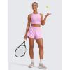 imageCRZ YOGA Double Layer Running Shorts for Women 3quot High Waisted 2 in 1 for Athletic Tennis Workout with Zip PocketsVita Pink