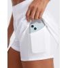 imageCRZ YOGA Double Layer Running Shorts for Women 3quot High Waisted 2 in 1 for Athletic Tennis Workout with Zip PocketsWhite