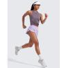imageCRZ YOGA High Waisted Dolphin Athletic Running Shorts for Women 3quot High Split Comfy Mesh Liner for Gym Workout TrackLilac Air