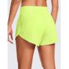 imageCRZ YOGA High Waisted Dolphin Athletic Running Shorts for Women 3quot High Split Comfy Mesh Liner for Gym Workout TrackNeon Yellow