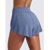 imageCRZ YOGA High Waisted Dolphin Athletic Running Shorts for Women 3quot High Split Comfy Mesh Liner for Gym Workout TrackOasis Blue
