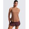 imageCRZ YOGA Lightweight Racerback Tank Tops for Women High Neck Workout Athletic Running Sleeveless ShirtsMocha Mousse