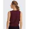 imageCRZ YOGA Pima Cotton Cropped Workout Tank Tops for Women  Sleeveless Sports Athletic Yoga Running Gym Crop ShirtsDeep Armholeberry Heather