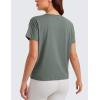 imageCRZ YOGA Pima Cotton Short Sleeve Workout Tops for Women Loose Basic TShirts Athletic Gym Casual ShirtsGrey Sage